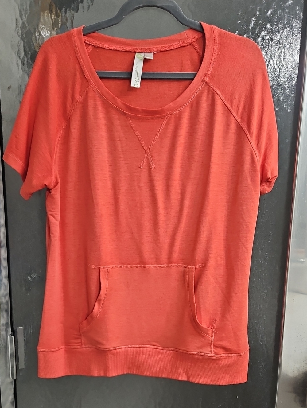 GreenTea Short-Sleeve Pullover Sweatshirt in Coral